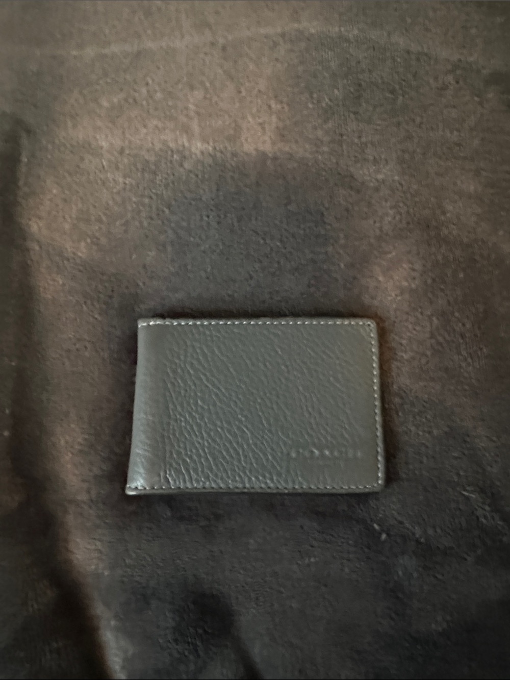 Coach Black Pebble Leather Money Clip Wallet